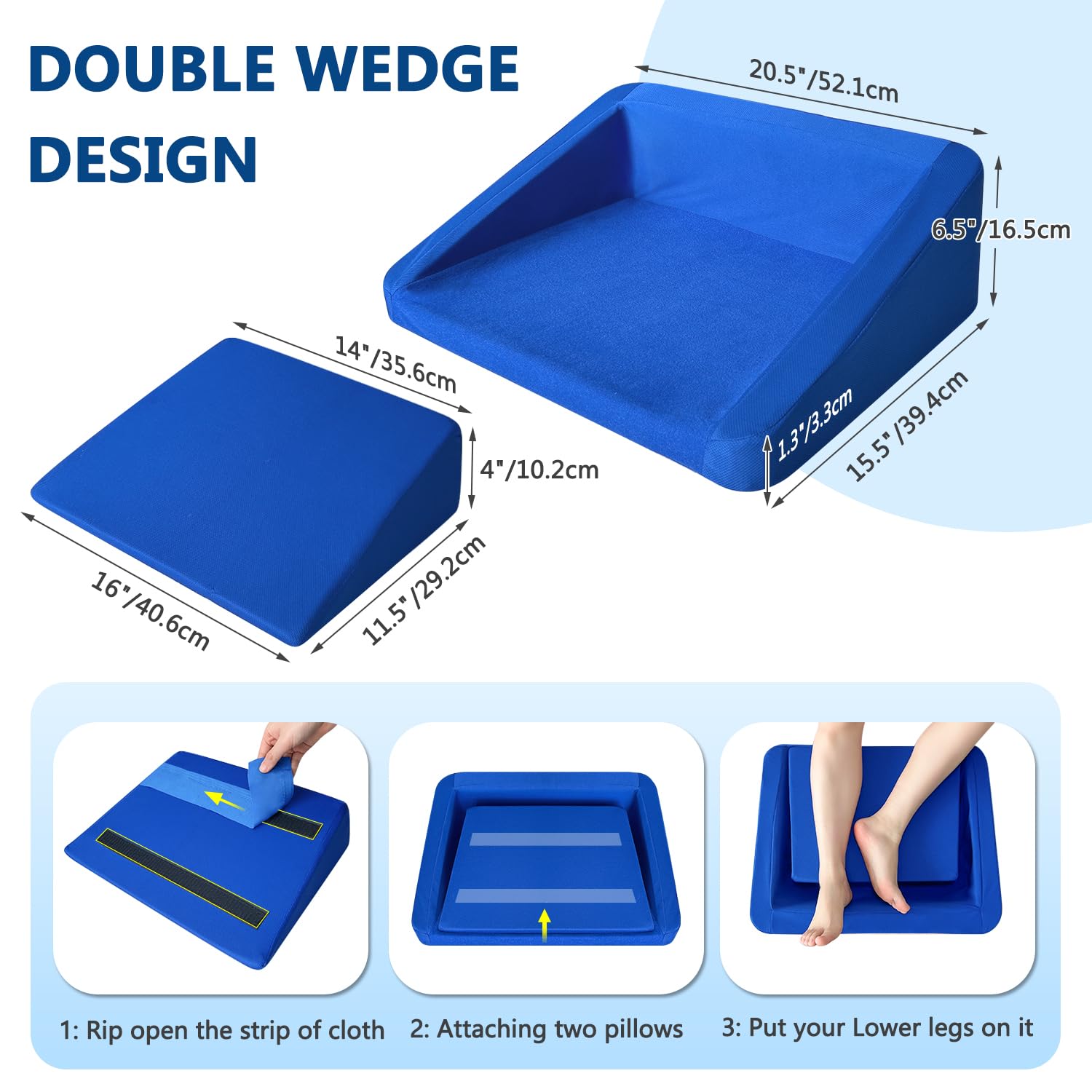 KAAMOS Protectores de talón para úlceras por presión, cojines flotantes para aliviar el dolor de talón, almohada para úlceras de talón, pacientes postrados en cama, apoyo de posicionamiento (azul)