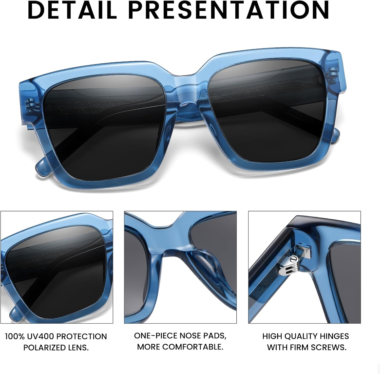 DUCO Retro Squar Acetate Polarized Sunglasses for Men Women UV400 Protection Shades Driving Hiking Glof Sun Glass DC2342 - Image 4