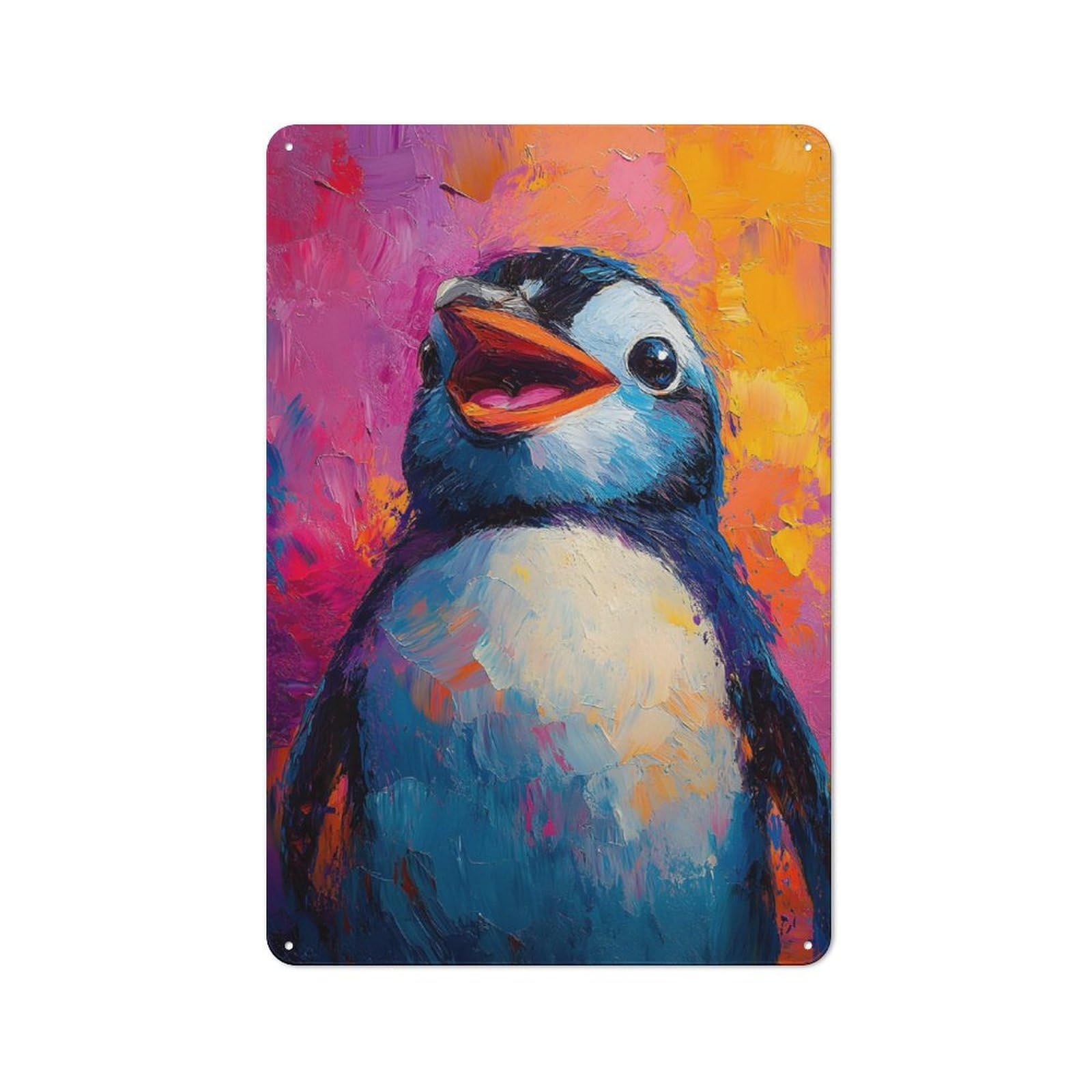 Junmoney Blissful Cute Penguin Metal Sign 30X20cm With For Pub Or Café, Retro Decor, For Vintage Wall Decor Fans, For Garage And Workshop Walls