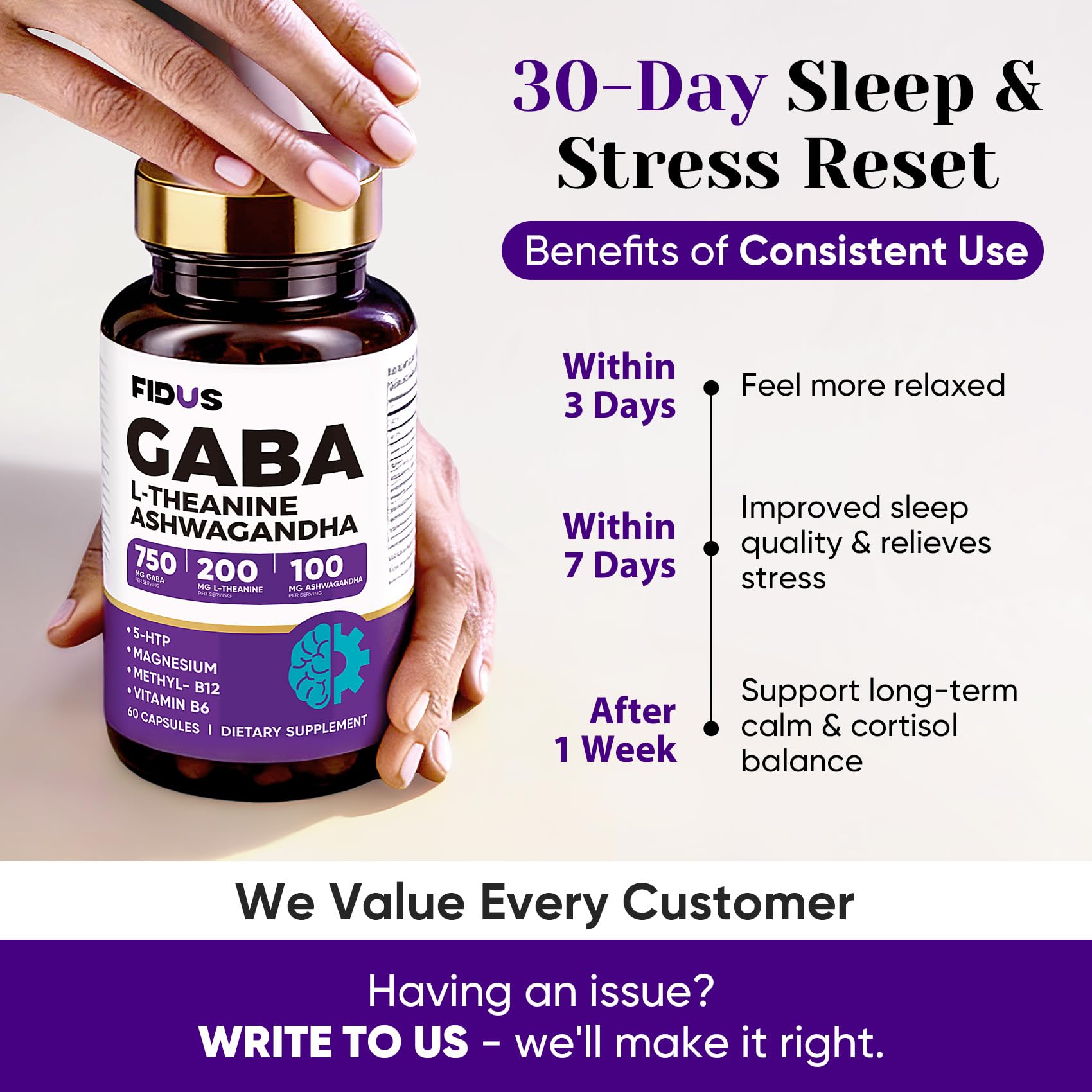 GABA Supplements 1050mg Blend, Advanced Sleep Aid & Calm, L-Theanine, 5-HTP — Amazon image 5
