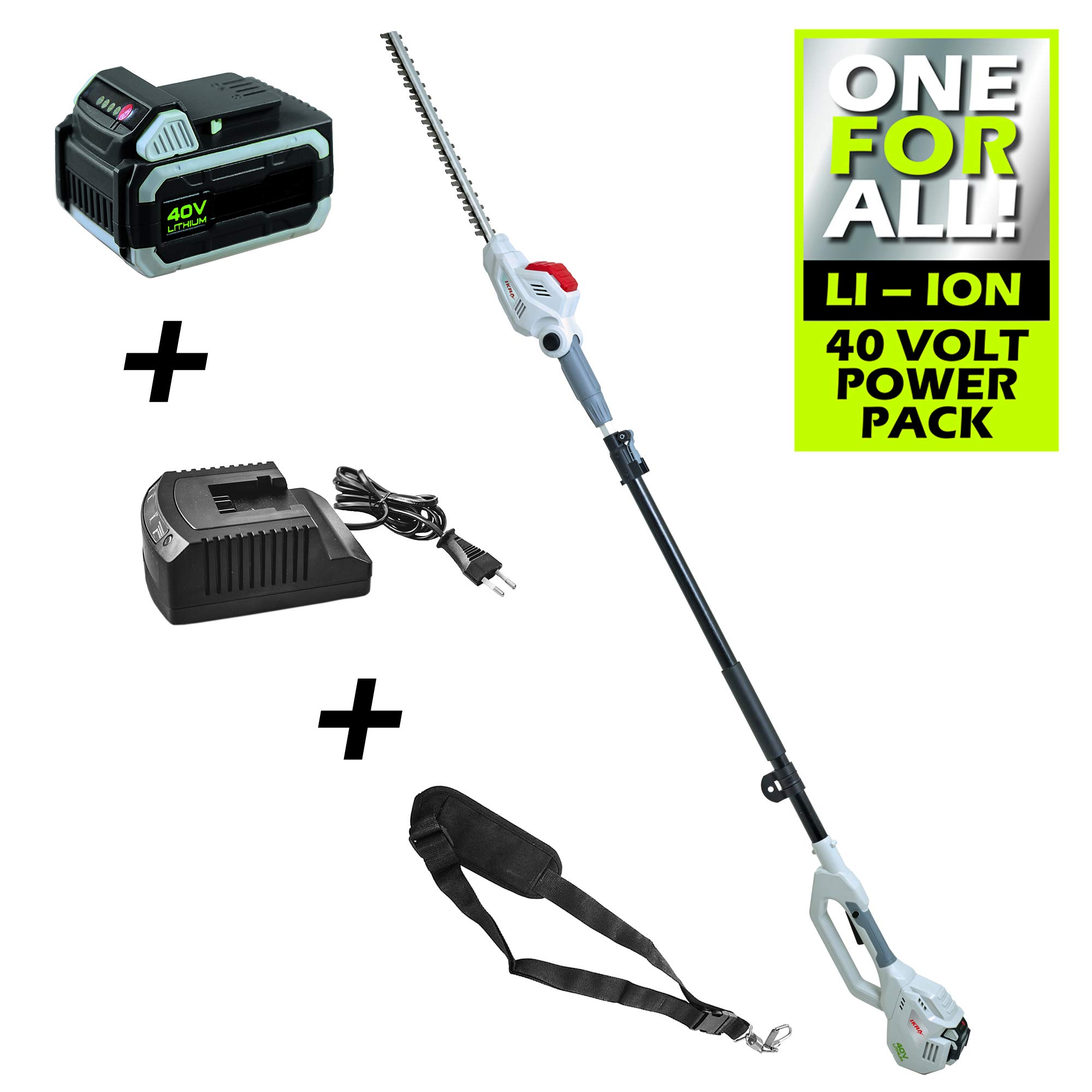 Tagliasiepi Telescopico A Batteria IKRA IATHS 40-43 - Lama 43cm, Autonomia 100 Minuti - Foto 9