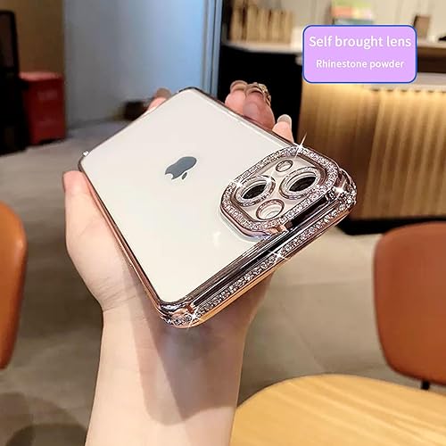 Miniatura 4 de Fycyko Funda compatible con iPhone 15 Plus con protector de lente de cámara con diamantes brillantes, bonita funda de cristal transparente a prueba