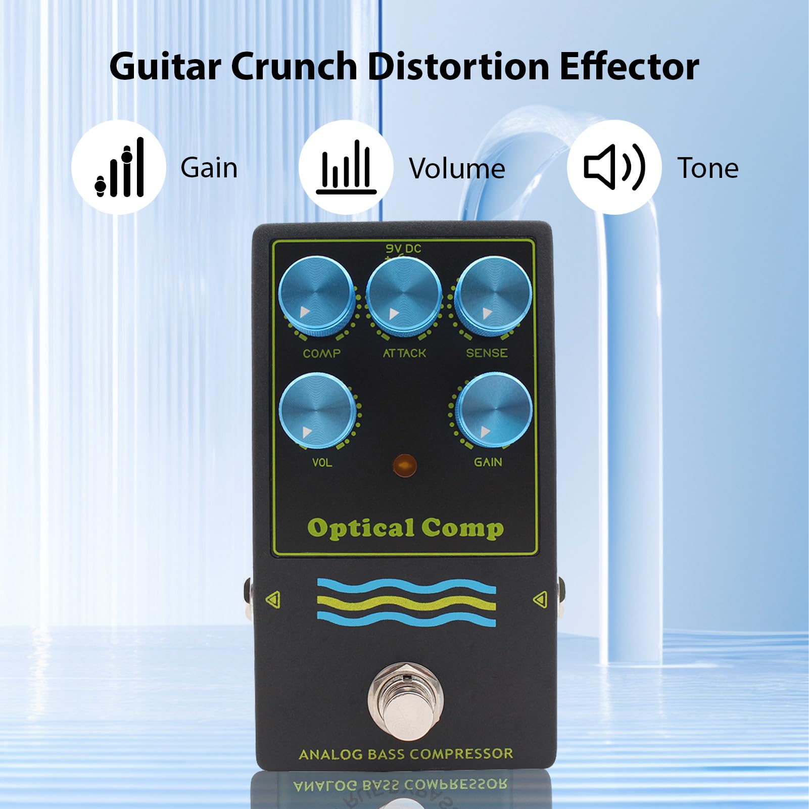 Pedał Kompresora Basowego, Analogowy Obwód Optyczny True Bypass 5 pokręteł Dynamic Control Kompaktowy pedał Efektów z czułością Progu Odwrotnego do Gitary Elektrycznej i Basu