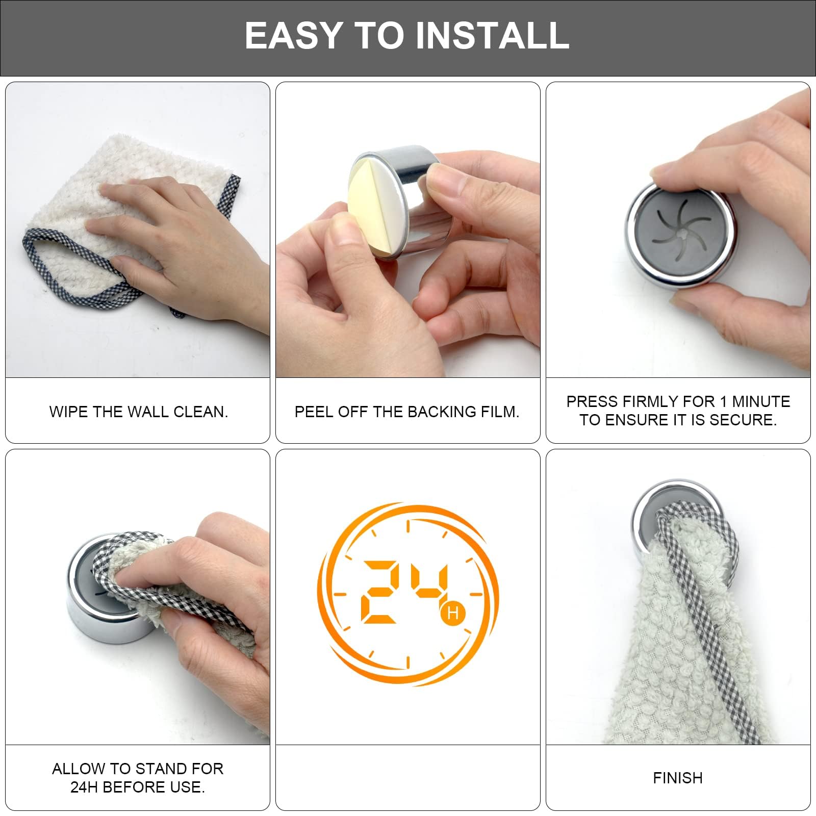 Set 6 Porta Strofinacci Cucina - Ganci Rotanti Senza Foratura Per Cucina E Bagno - Foto 7