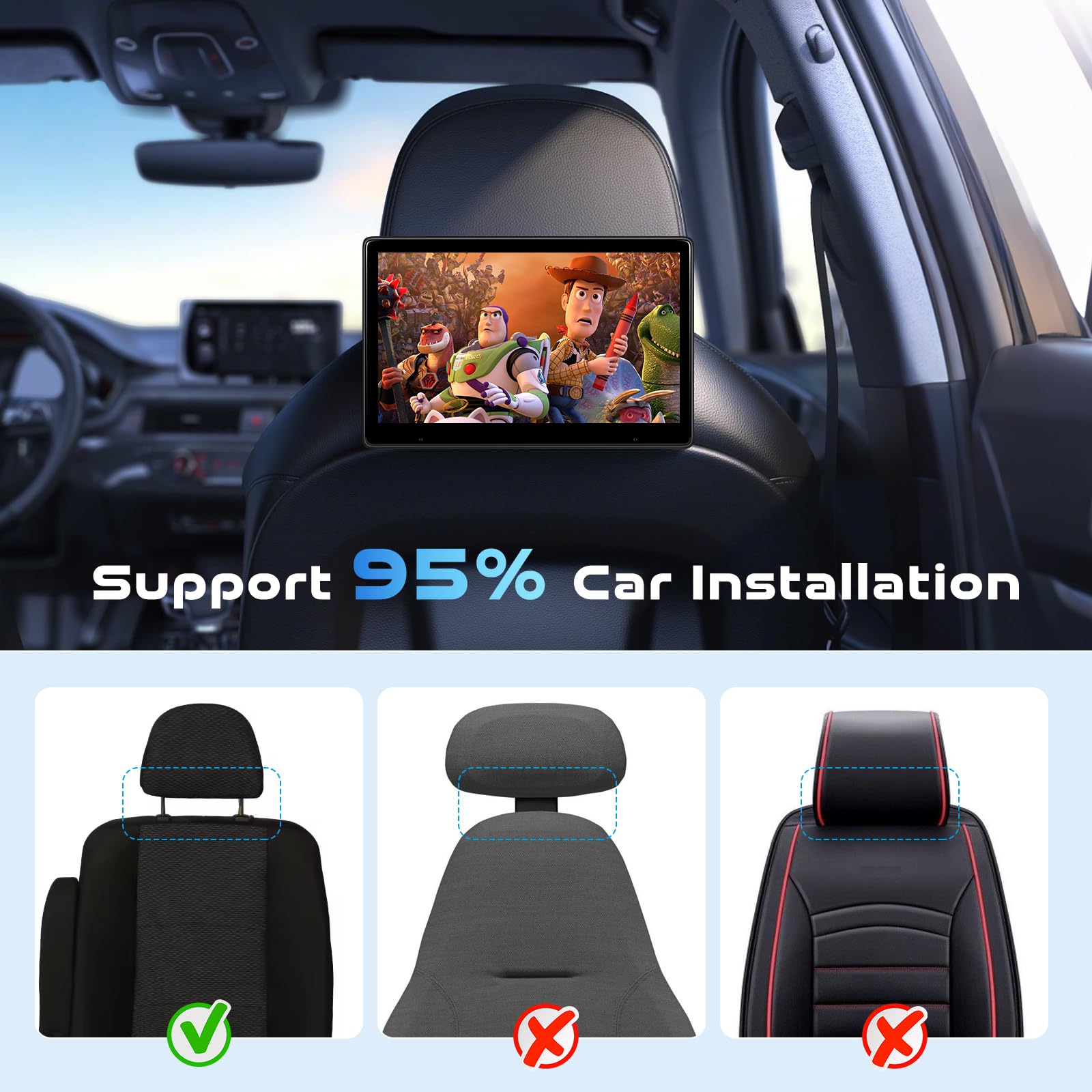 Tragbarer Auto-TV-Kopfstützen-Monitor-Player für den Rücksitz mit Bluetooth, 10,1-Zoll-IPS-Touchscreen-Videoplayer, unterstützt Carplay und Android Auto