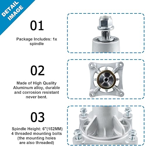 Miniatura 4 de El conjunto del husillo reemplaza para cortacésped de cubierta limitada Raptor 604214 931741 931881 931899 de 36 pulgadas, 42 pulgadas, 52 pulgadas
