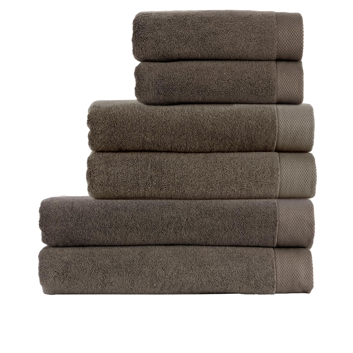 Christy Luxe 6 Piece Towel Set | Soot Brown | Luxe Heavyweight 100% Turkish Cotton | Ultra Soft | Super Absorbent | 730GSM | 2 Bath Sheets 2 Bath Towels 2 Hand Towel