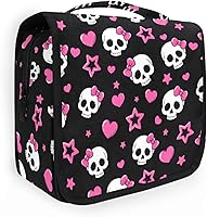 Vista 11 de Neceser colgante con calavera y mariposa de llama, bolsa de maquillaje de viaje para artículos de tocador, organizador de artículos de aseo portátil