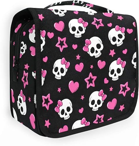 Miniatura 11 de Neceser colgante con calavera y mariposa de llama, bolsa de maquillaje de viaje para artículos de tocador, organizador de artículos de aseo portátil
