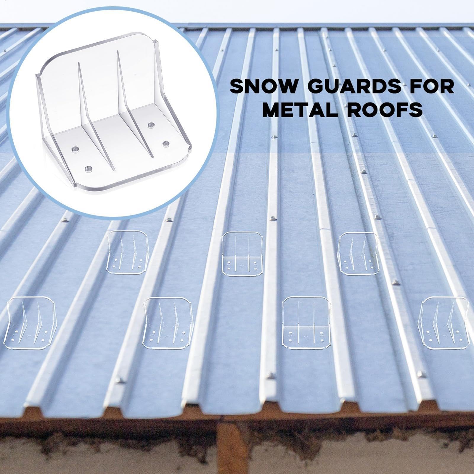 Snow Guards for Metal Roofs, Metal Roof Gutter Guard, Stable Roof Ice Guard Block Stops with Screws, Stop Snow, Ice Guard Snow Stops Snow Diverter for Metal Roofing