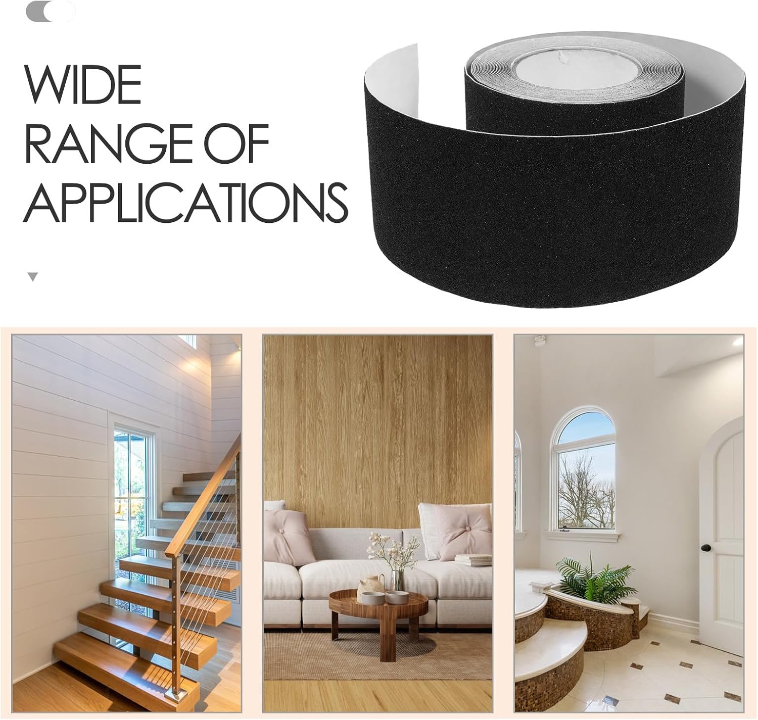 Black Non Slip Anti Skid Tape 10cm X 10m, Self Adhesive Non Slip Strips for Outdoor Stairs and Bathroom Floors, Sturdy Grip Tape for Stair Treads