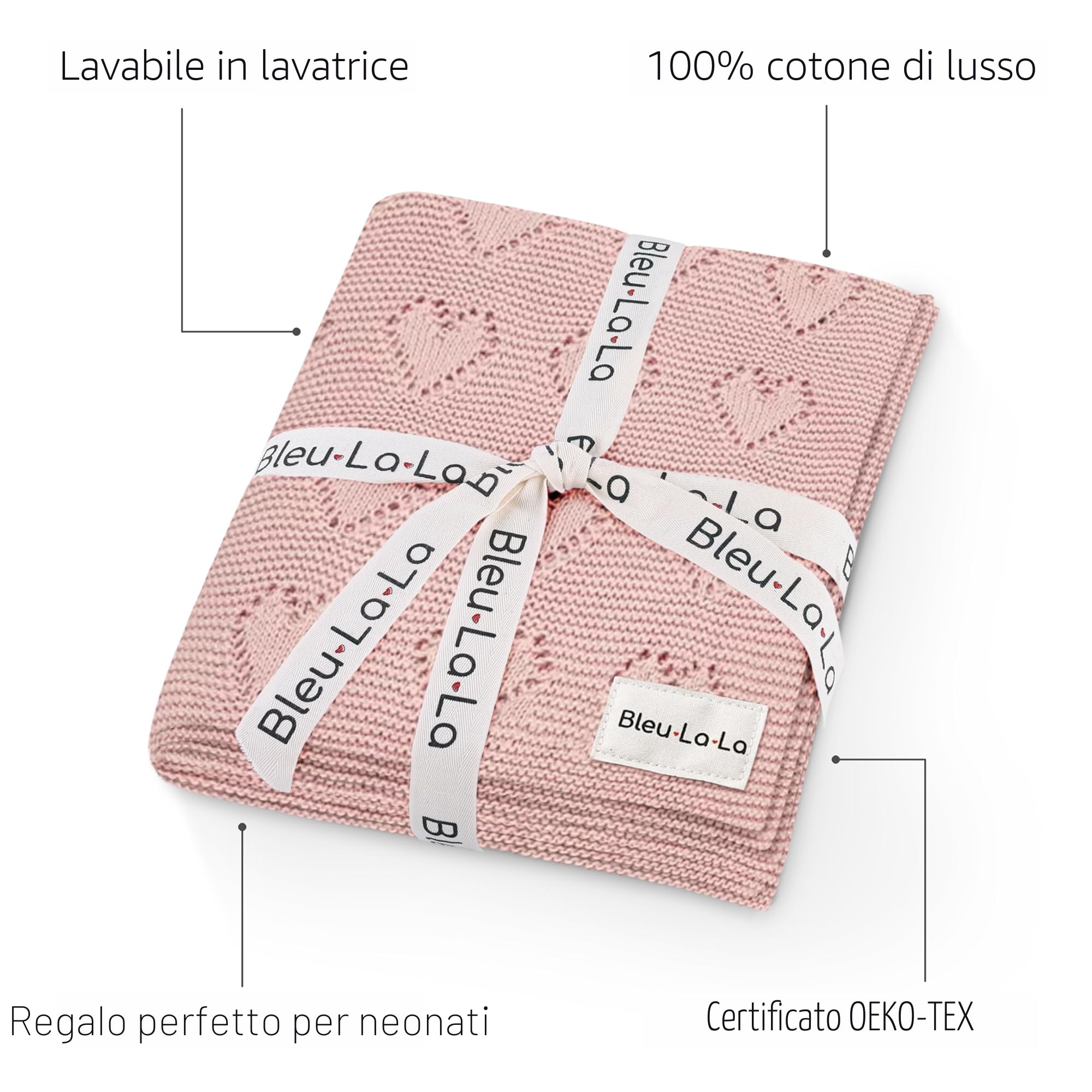 Coperta per Fasciatoio per Neonati Lavorata a Maglia in 100% Cotone di Lusso - Coperta Morbida e Accogliente per Passeggino per Culla Unisex per Neonati e Ragazze (Rosa)