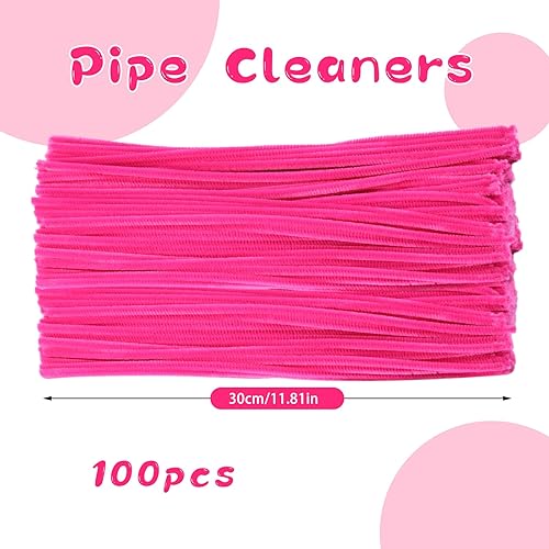 Miniatura 2 de Zxiixz 100 piezas de limpiapipas, tallos de chenilla rosa, limpiadores de tuberías creativos para manualidades de Navidad, boutiques, costura,