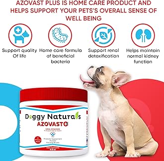 Azovast Plus Kidney Health Supplement for Dogs & Cats, Oral Powder (6 Oz) - (120 Doses/Jar) NO Refrigeration Required - Help Support Kidney Function & Manage Renal Toxins (Made in U.S.A) (6 Oz)