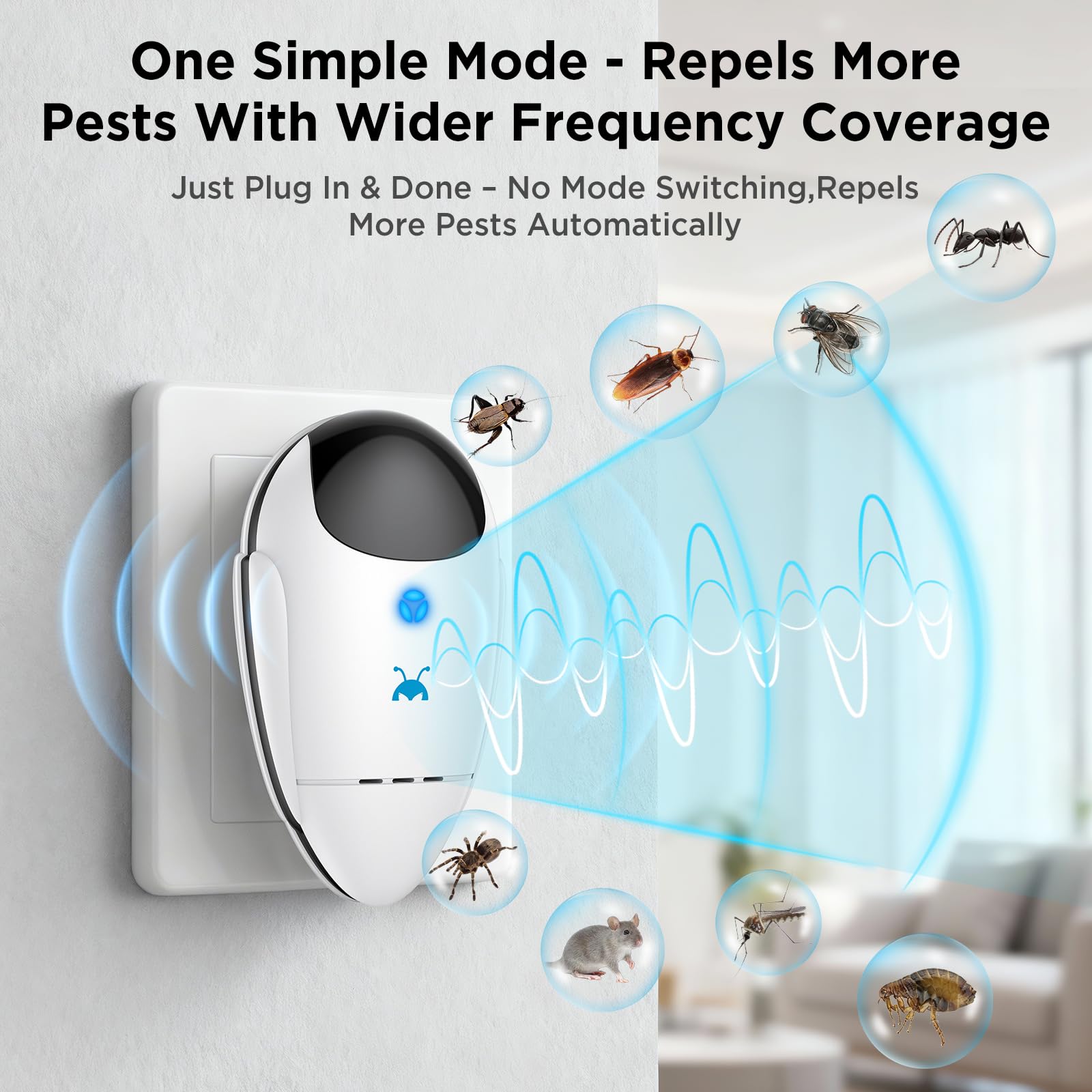 Neatmaster 2026 Upgraded Ultrasonic Repeller Pest & Insect Indoor Repeller, Pest Control for Roach, Rodent, Bugs, Mosquito, Mice, Spider, Ant, Electronic Plug in Mouse Repellent, 4 Packs - 5