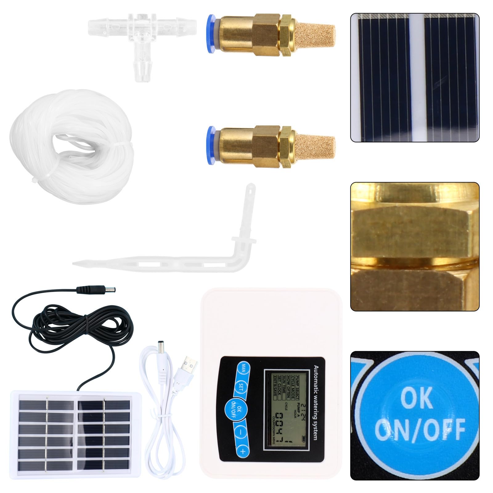 Yardenfun Temporizador de Riego Digital Doble Bomba para Jardín y Uso Doméstico, Instalación Sencilla y Carga Dual, Controlador Automático de Agua Accesorios Completos
