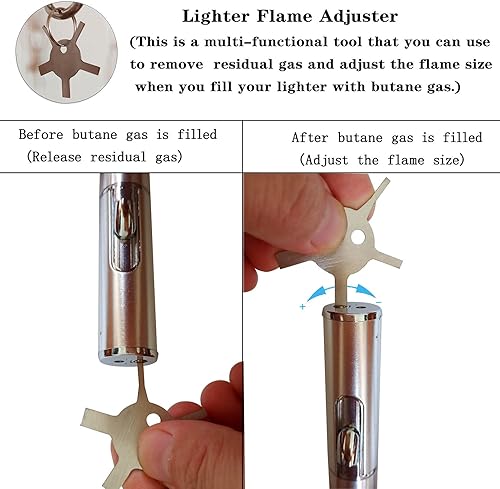 Miniatura 5 de Encendedores de butano, encendedores recargables de combustible de butano, ajustable, resistente al viento, con ajustador de llama más ligero,
