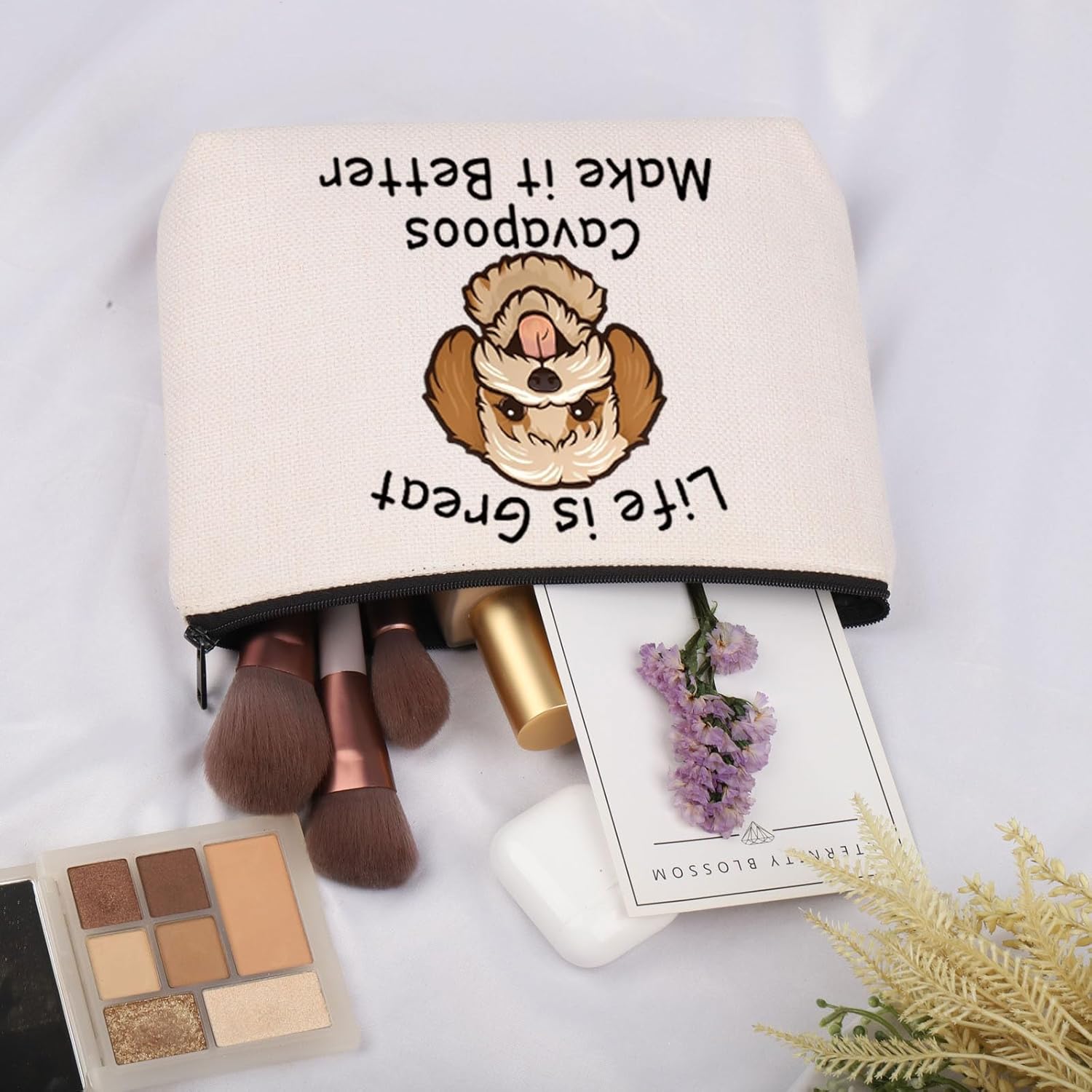 JNIAP Cavapoo Gift Life is Great Cavapoos Make it Better Cosmetic Bag Cavapoo Lover Gift (Life is Great Cavapoos Bag) - Image 4