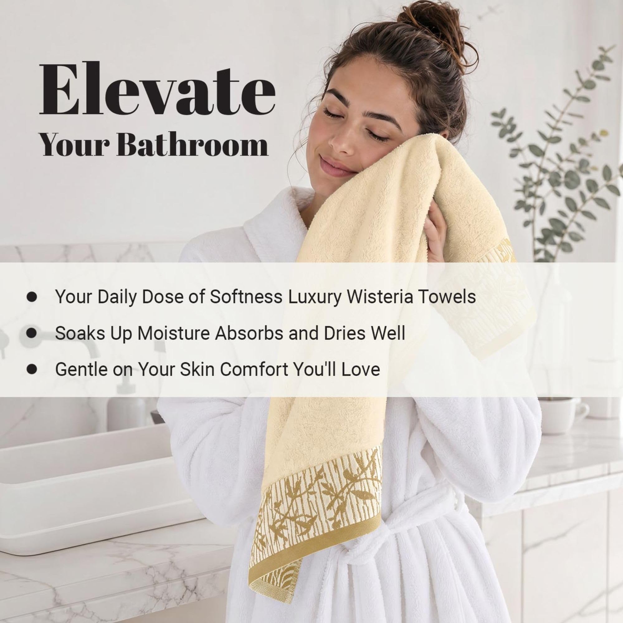 Superior Juego de toallas de algodón de 3 piezas, diseño floral jacquard Dobby, secado rápido, decoración de baño, spa, ducha, baño, incluye 1 baño, 1 toalla de mano, 1 toalla facial/toallita,