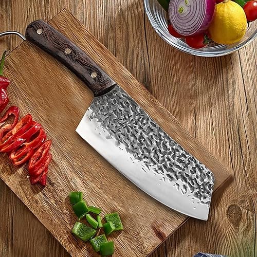 Cuchillo de corte de carne de chef de 7 pulgadas, cuchillo forjado hecho a mano, chef chino, corte, verduras, filete de pescado, acero inoxidable
