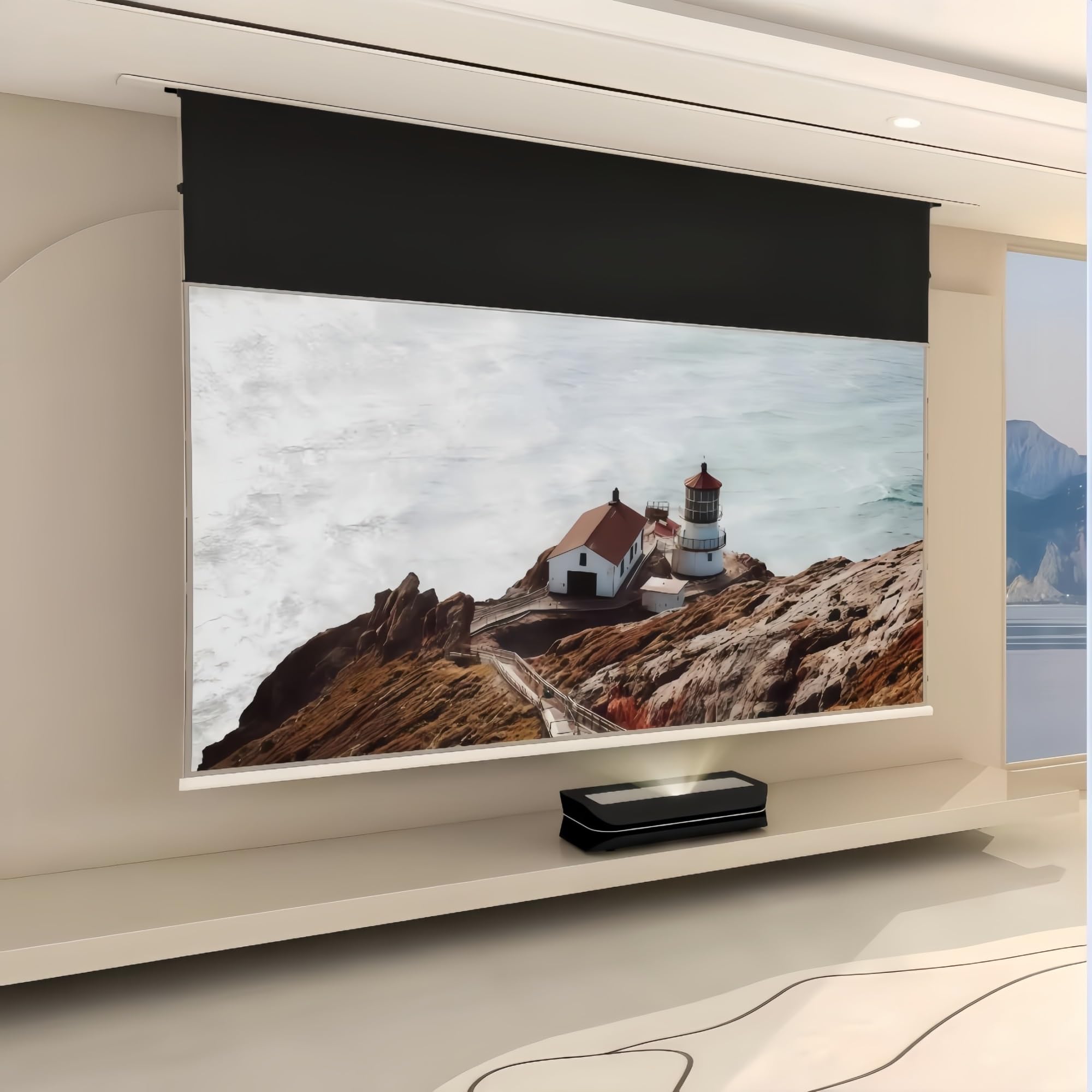 schermo home theater Schermo ALR elettrico da incasso a soffitto per proiettori a focale corta(120 inch)