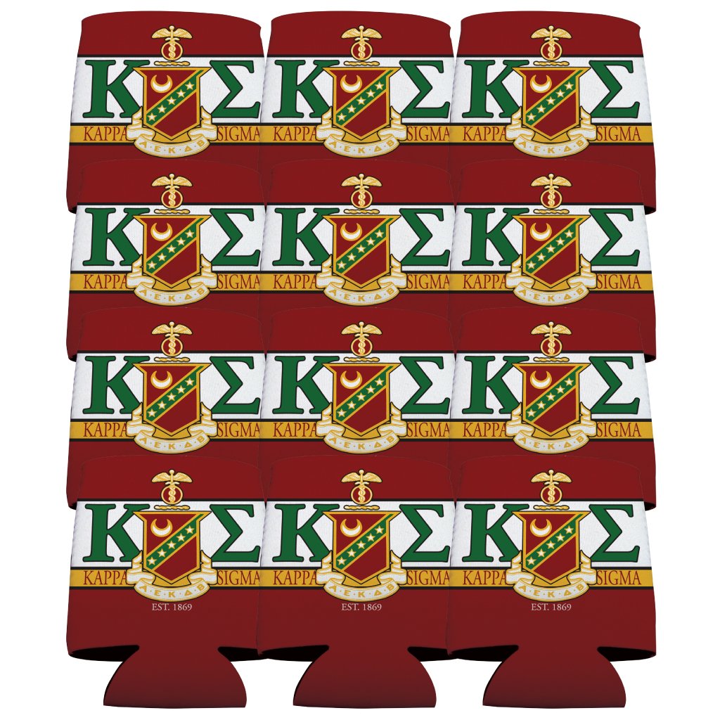 VictoryStore Can and Beverage Coolers - Kappa Sigma, KE and Shield Design, Set of 12