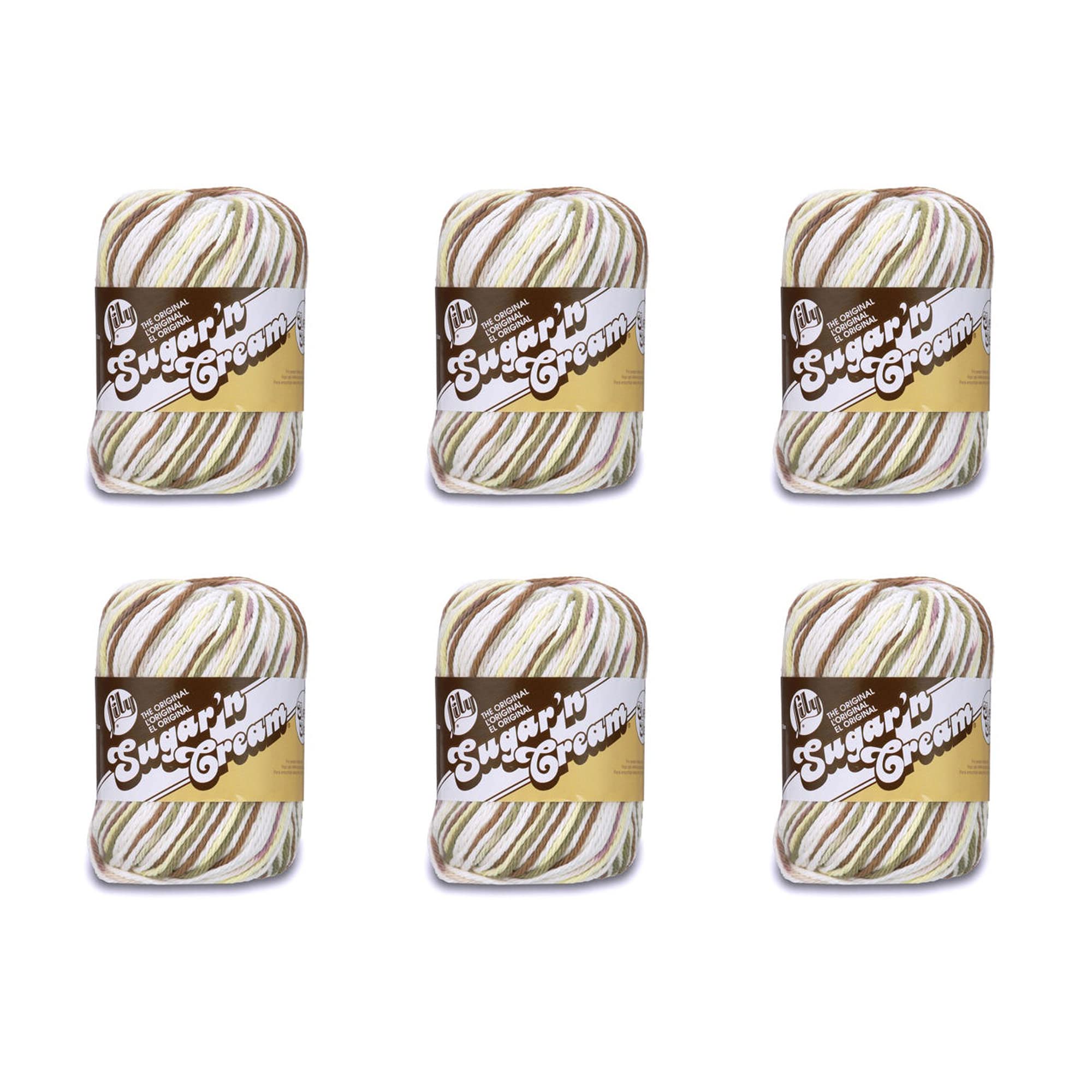 Lily Sugar'N Cream Super Size Wooded Moss Yarn - 6 Pack of 85g/3oz - Cotton - 4 Medium (Worsted) - 150 Yards - Knitting/Crochet