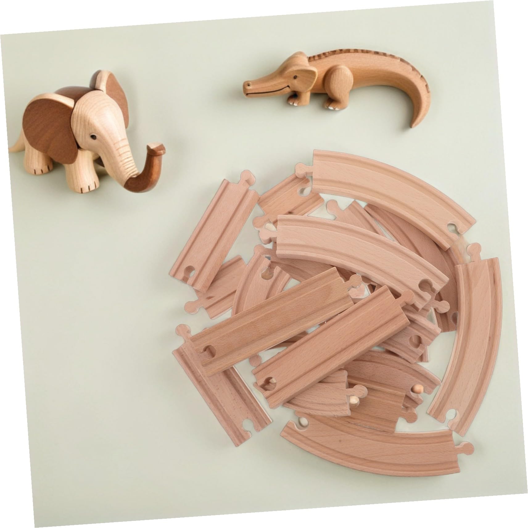 SUPVOX 20 Pezzi Binari Trenino in Legno Beige, Dritti e Curvi | Compatibile con Modelli Ferroviari, Pezzi per Montaggio Creativo, Accessori di Espansione per Gioco DIY