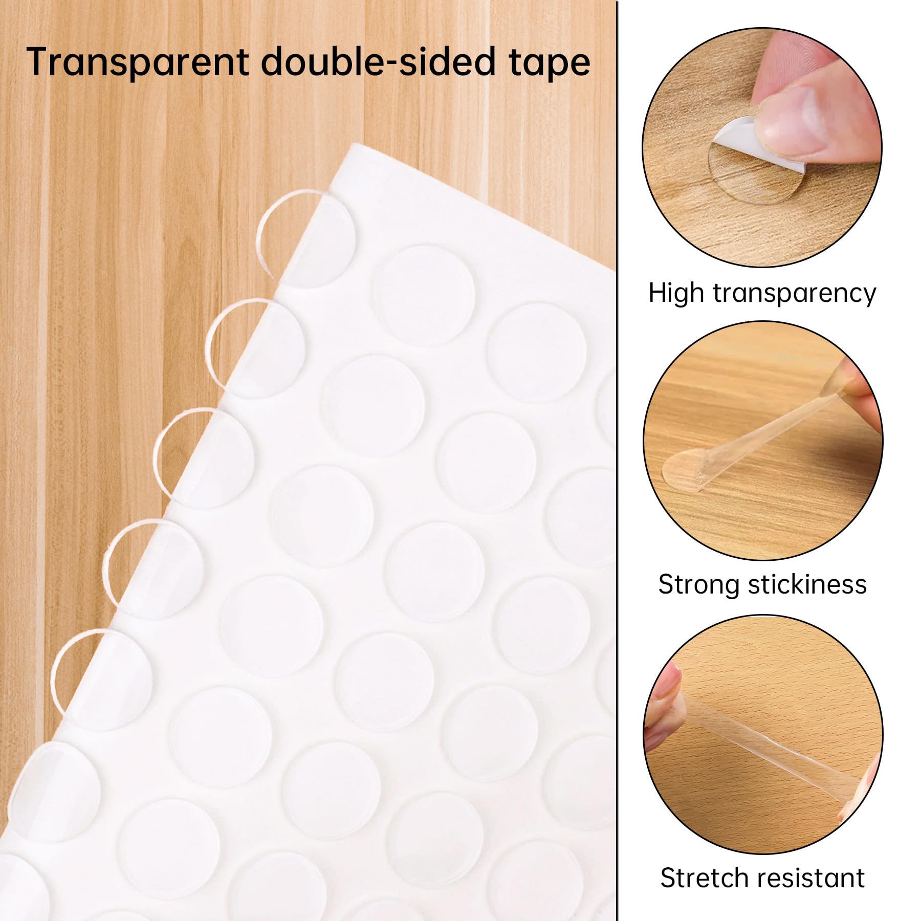 Pastilles Adhésives Double Face Transparentes, 400 Pièces, Pour