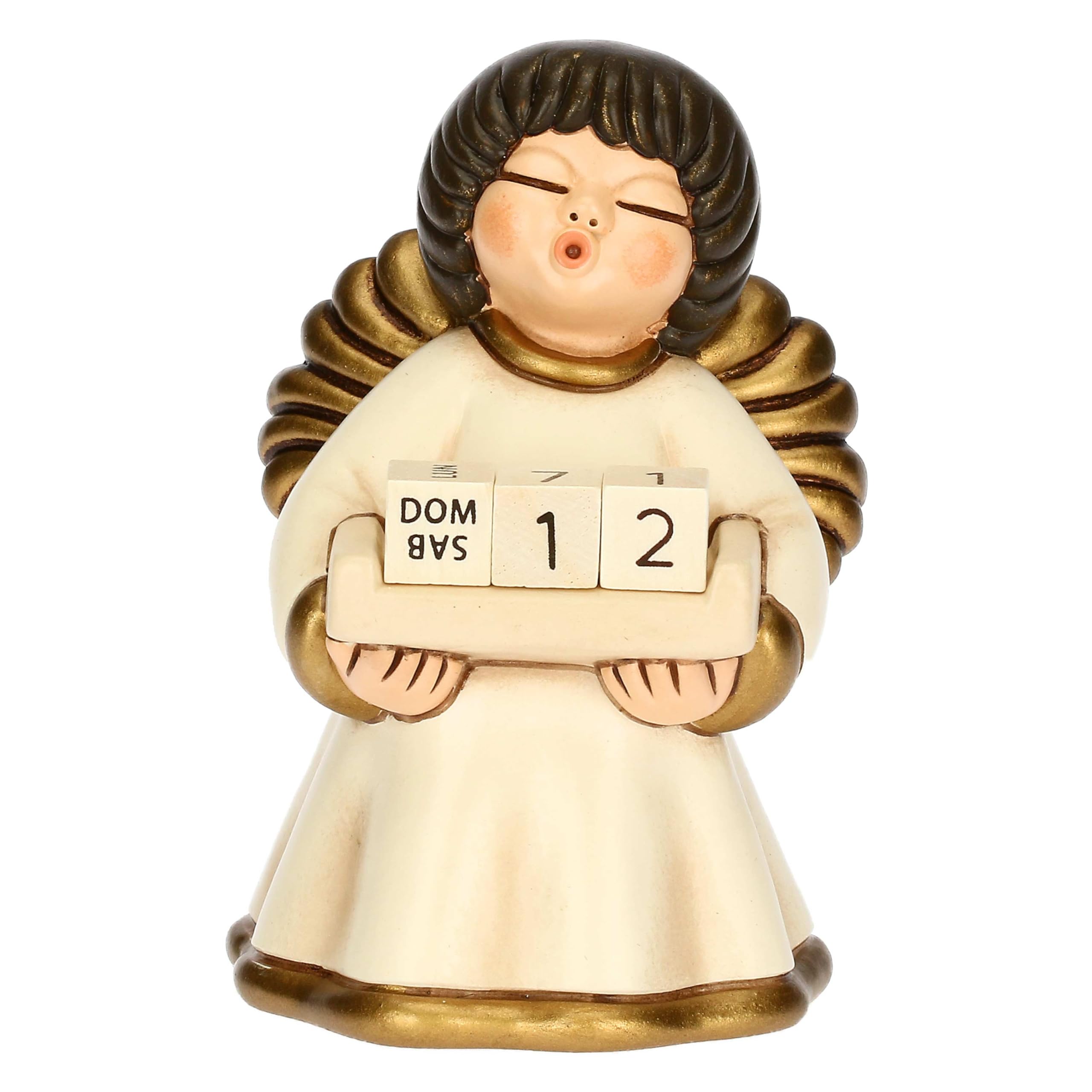 THUN, Calendario con Angelo in Ceramica Decorata a Mano, Idea Regalo, 7.8 x 7.5 x 11 cm h