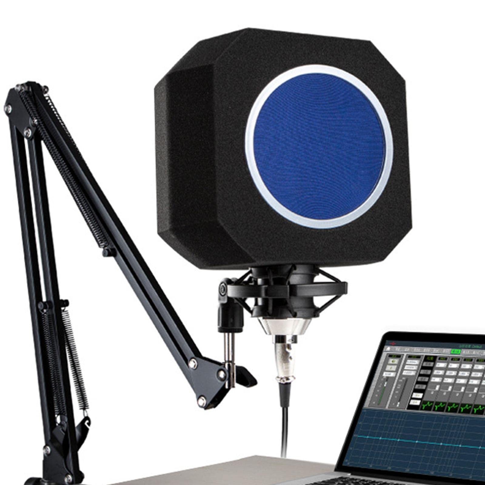 Écran Bouclier Filtre Acoustique Mousse Réduction Bruit pour Voix Convient Studio Musique à Domicile 20x18cm