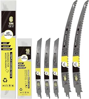 14TPI Reciprocating Saw Blades 5PCS, DARTOTEK Curved Edge M42 Teeth with Cobalt Bi-Metal Blades for Metal Cutting