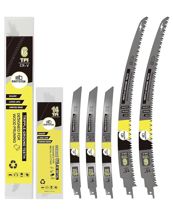 14TPI Reciprocating Saw Blades 5PCS, DARTOTEK Curved Edge M42 Teeth with Cobalt Bi-Metal Blades for Metal Cutting by DARTOTEK - Used condition - US$18.05