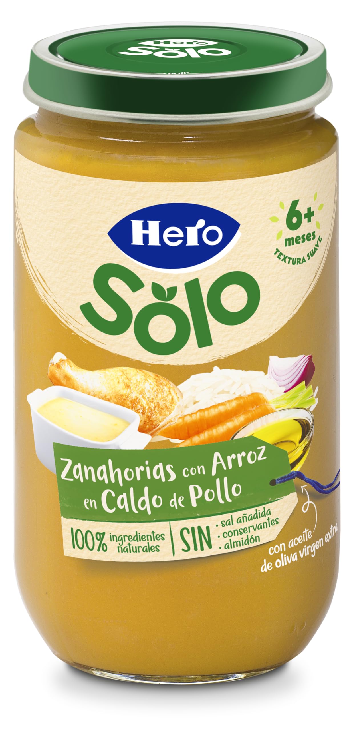 Hero Baby Tarritos Infantiles Zanahorias con Arroz en Caldito de Pollo Sin Aceite de Palma 235 g Paquete de 12