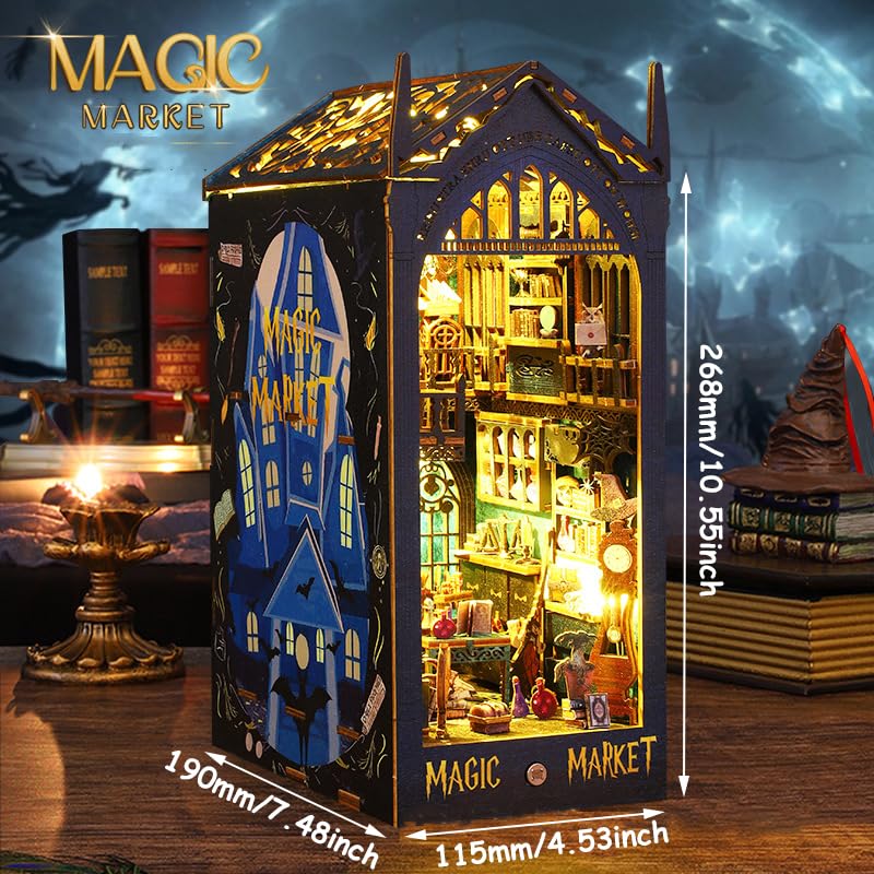 Kit Fai Da Te In Miniatura - Angolo Libro Giardino Del Caffè Con Luci LED - Fermalibri 3D Decorativo - 2