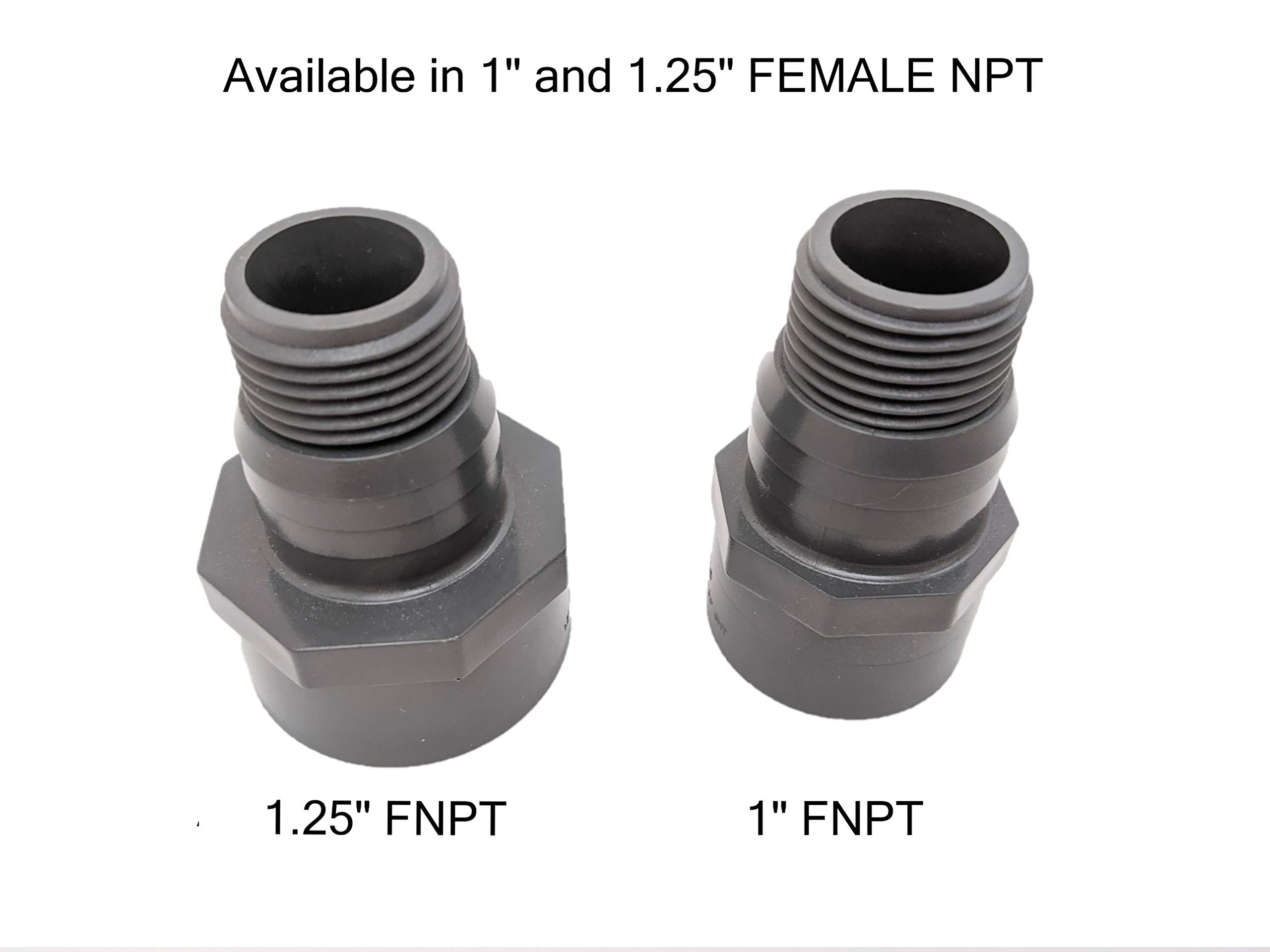 Adaptador de manguera de jardín NPT hembra de 1,25 pulgadas (1,25 pulgadas FIPT x 3,2 cm x 34 pulgadas GHT) para bombas de alberca y sumidero (adaptadores NPT hembra de 1 pulgada o