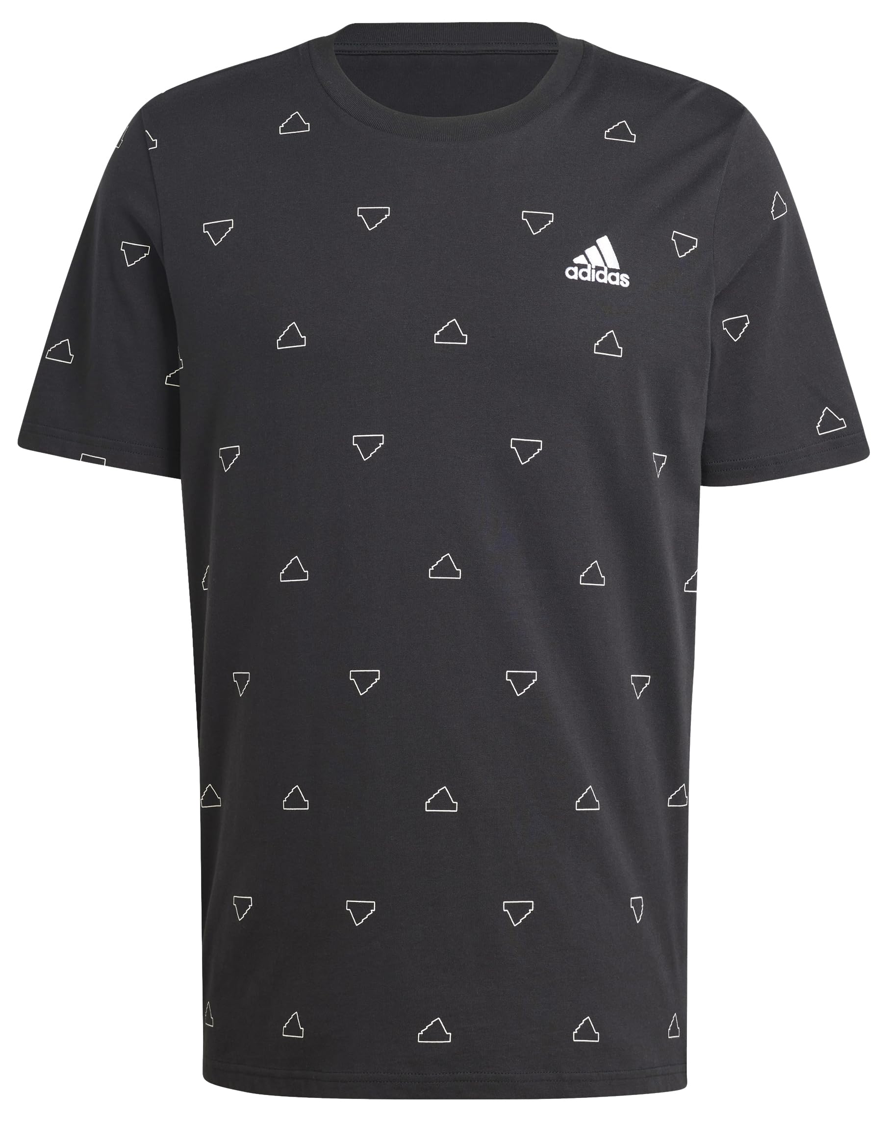 adidas Men Seasonal Essentials Monogram Graphic Tee T-Shirt, L Tall, 3 inch Black