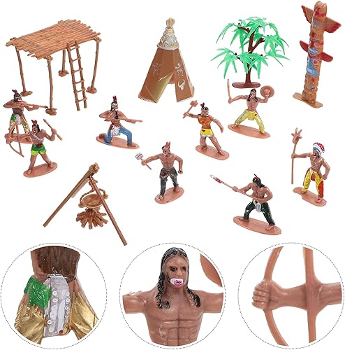 Miniatura 3 de NUOBESTY Juego de figuras de indios de plástico, figuras de acción de indios nativos americanos y accesorios para decoración de caja de arena en