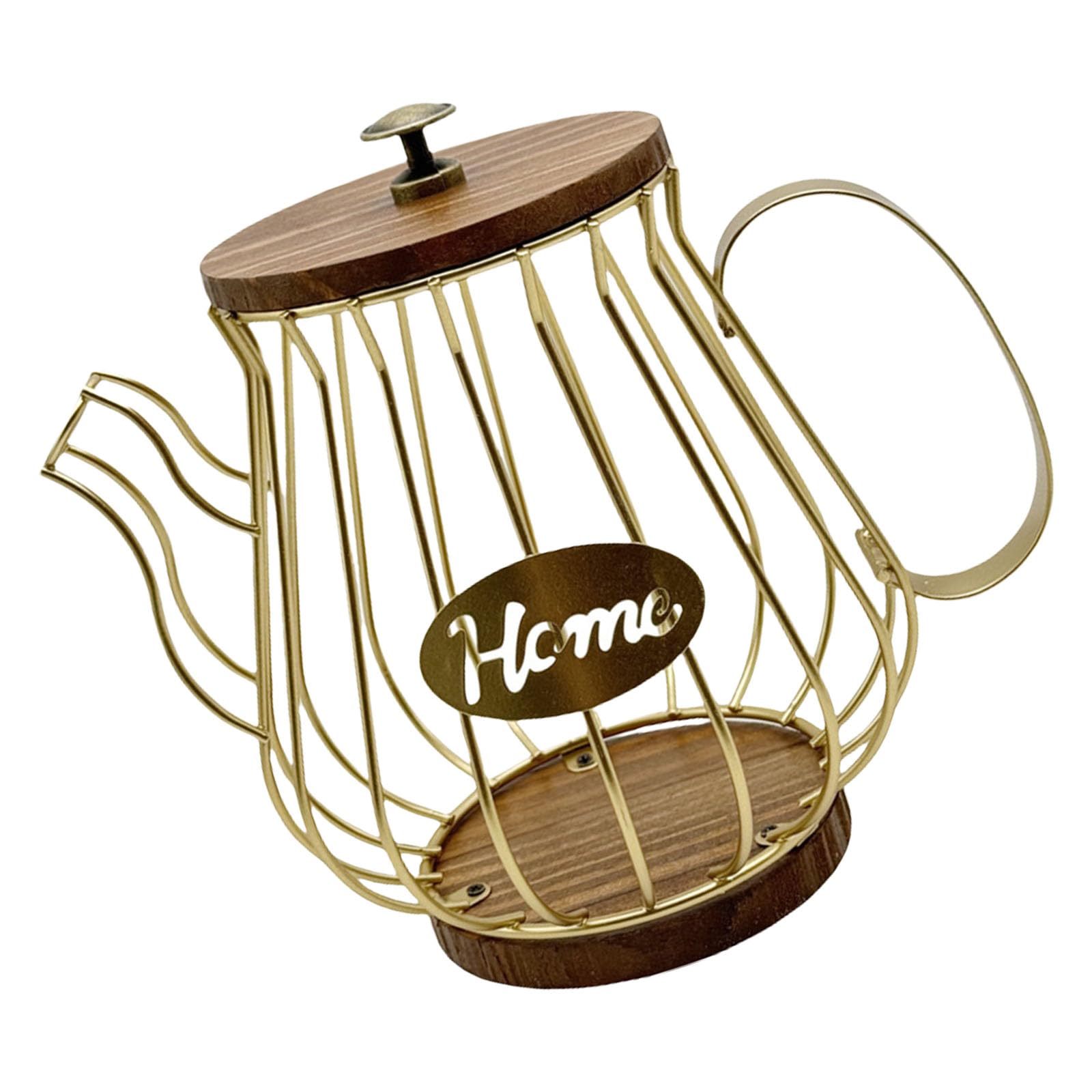 APGLSXY Pods Organiser with Wooden Lid Iron Structure Large Capacity Countertop Storage Basket for Espresso Pods K