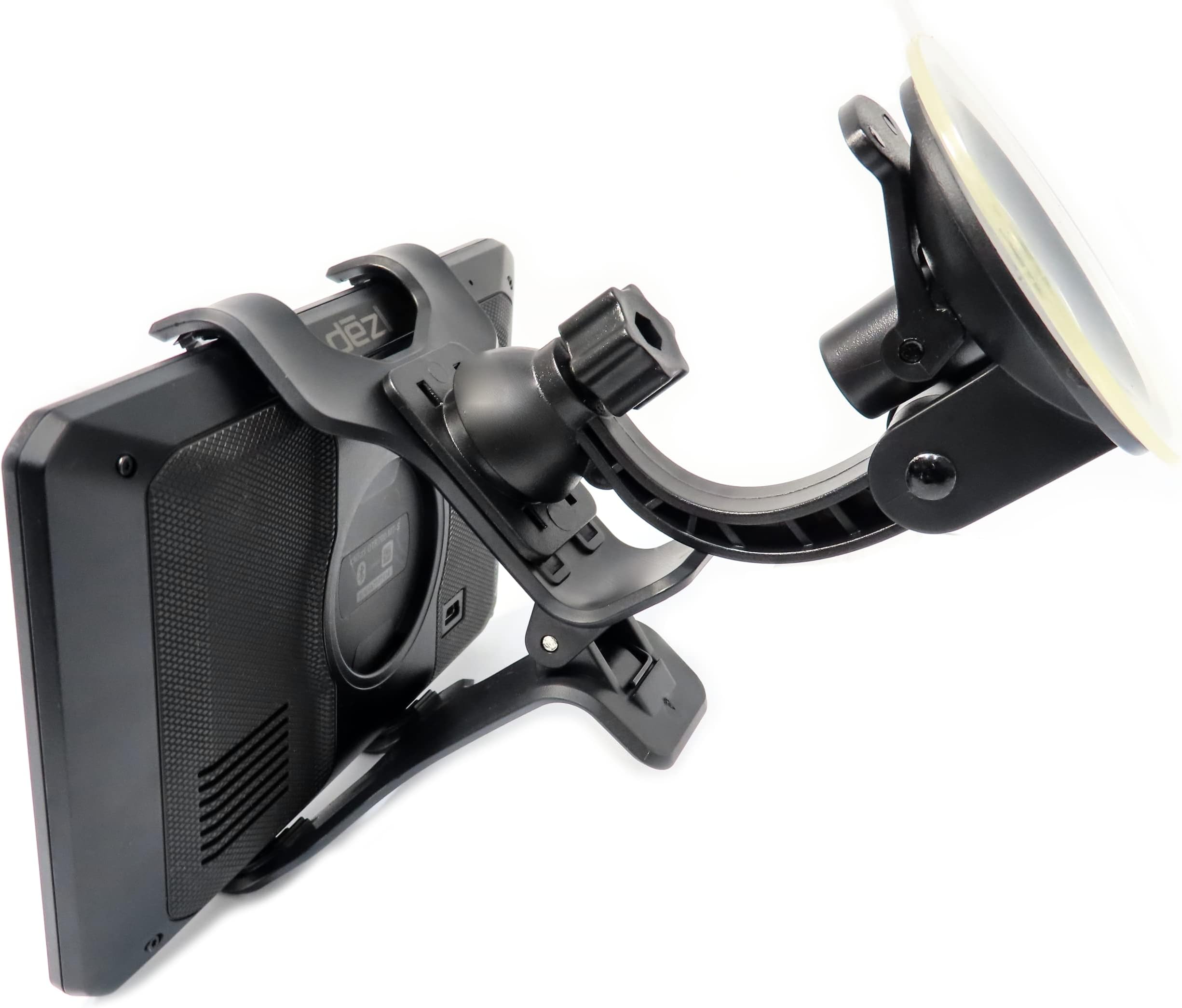 Ramtech Universal Truck GPS Windshield Mount for TruckWayGPS Model 720 Pro Series 7-inch, Dual Clip, Adjustable Holder with Strong Suction Cup, 360-Degree Rotating GPS Mount for Semi Trucks, WMDC