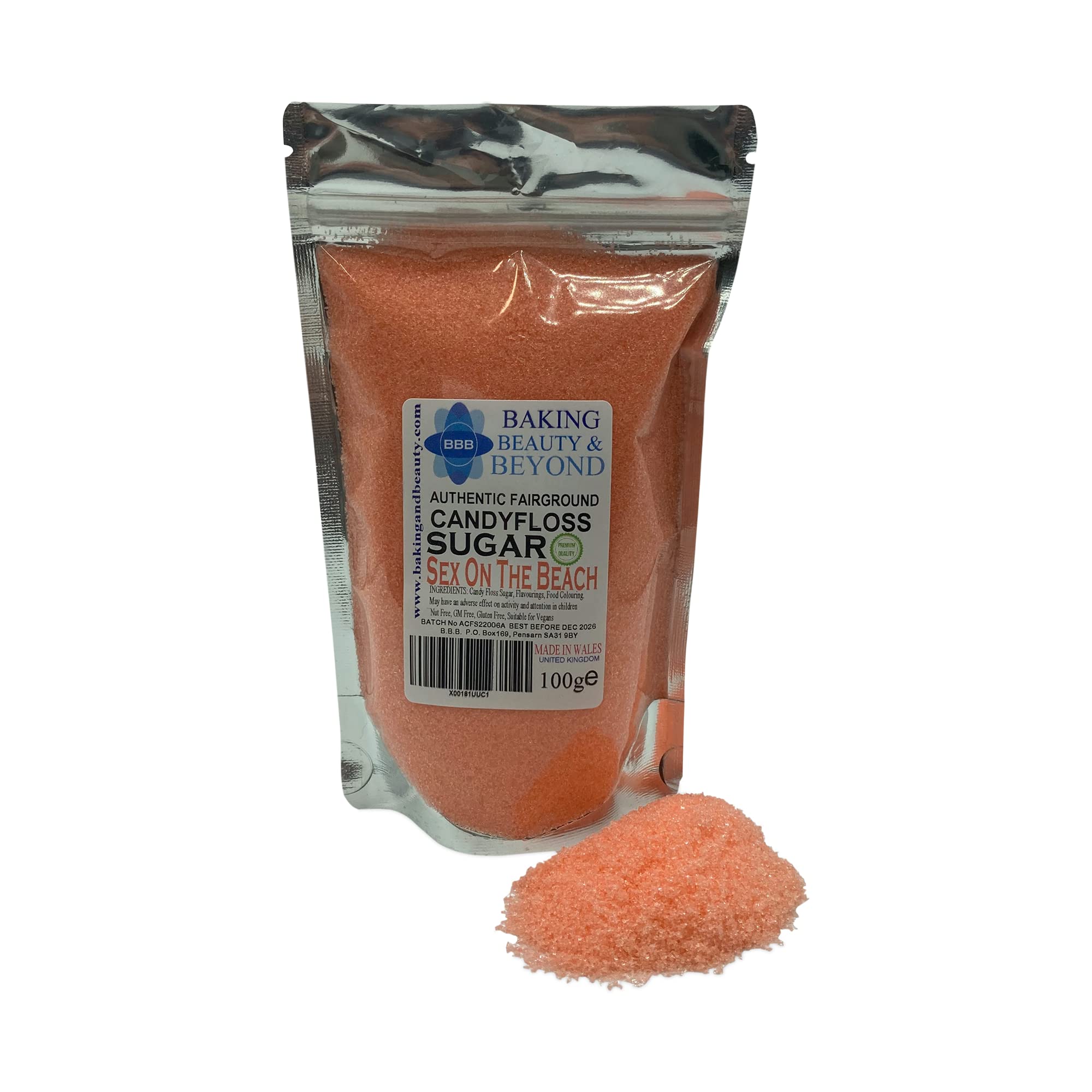 Baking Beauty and Beyond Premium Candy Floss Sugar 100g - Sex On The Beach Flavour