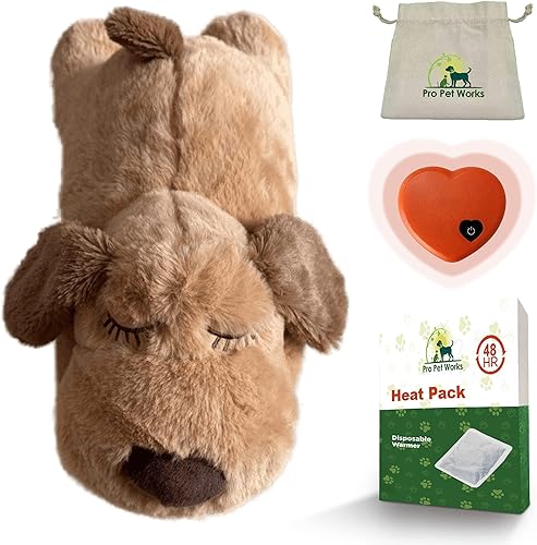 Pro Pet Works Juguete de peluche calmante con latidos del corazón para cachorros, juguete de peluche con latido del corazón para aliviar la