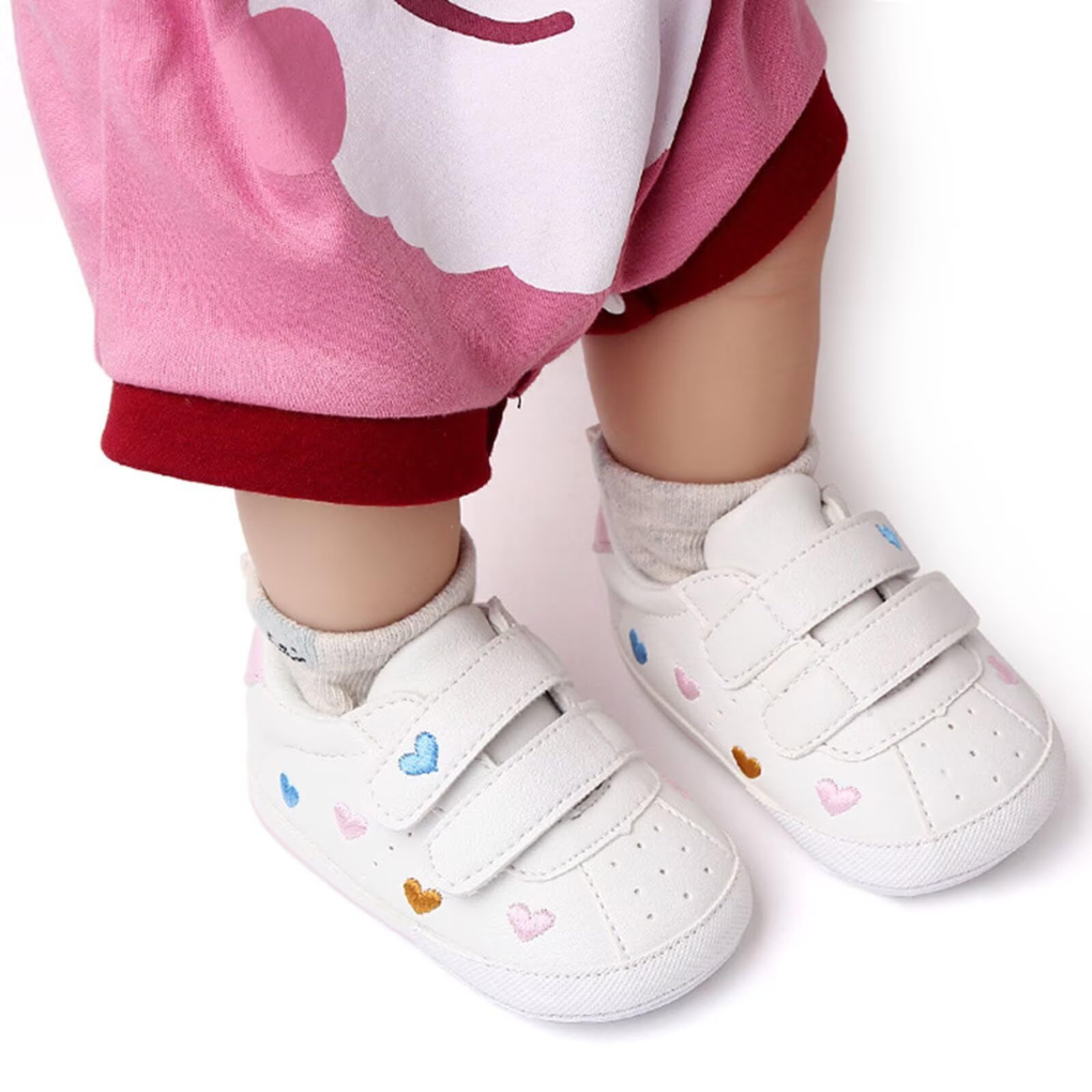 Scarpe Bambina Scarpine Neonato in Morbida Pelle Scarpine Bambino Primi Passi con Suola Antiscivolo Scarpe 0-18 Mesi