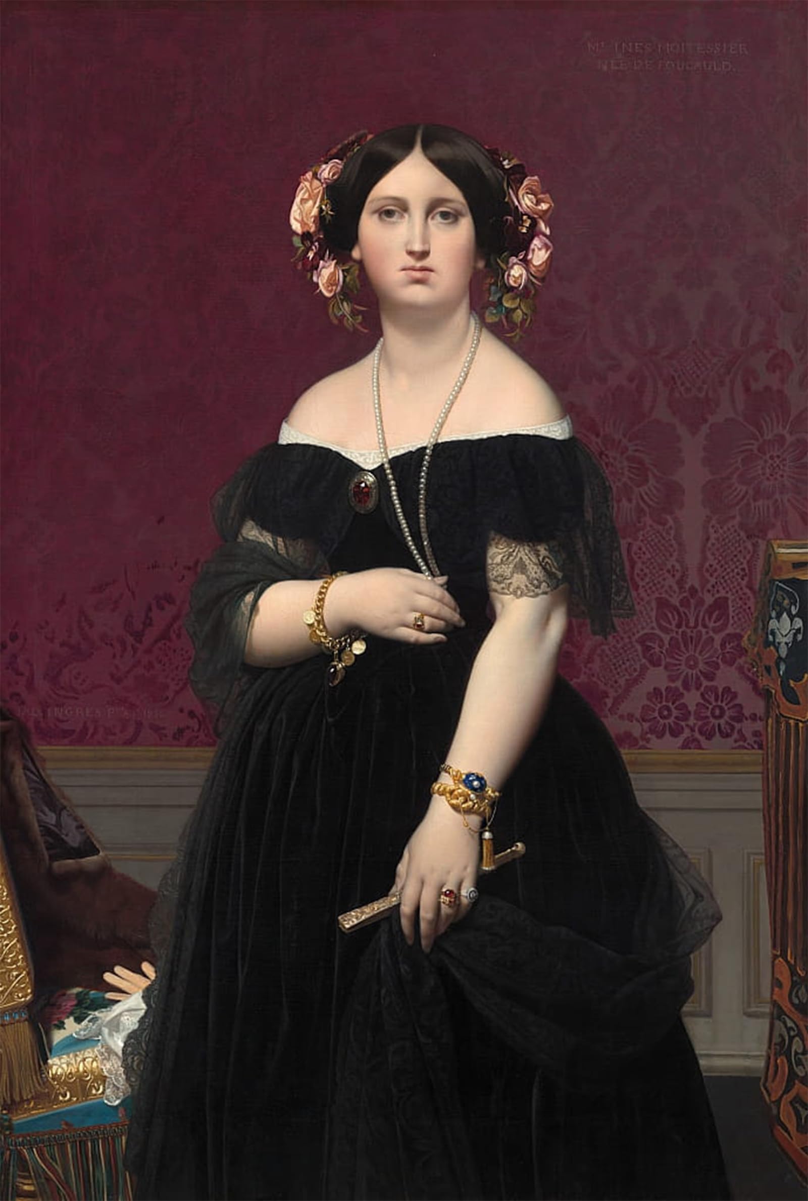 ARTXLXXBN Famous Painting Art Wall Decor Abstract Art Picture Madame Moitessier by Jean Auguste Ingres Animal Pictures for Home Decor 60x90cm