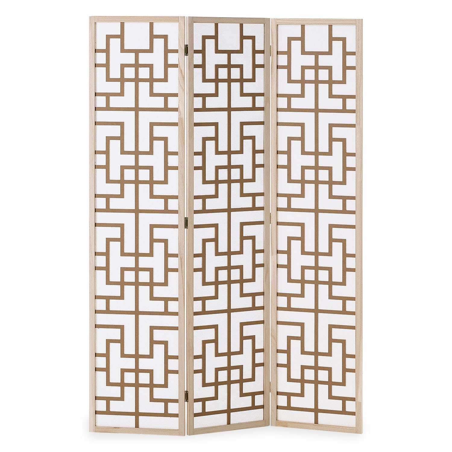 Homestyle4u Shoji 3036 Paravent, 3 pièces, en bois, naturel, brise-vue, indépendant, 120 x 170 cm