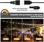 Lumières de chaîne extérieures 25 pi avec 12+1 ampoules Edison LED dimmables, lumières de patio extérieures étanches, lumières suspendues connectables incassables ST38 pour jardin, arrière-cour, balcon, fête, blanc chaud 2700K