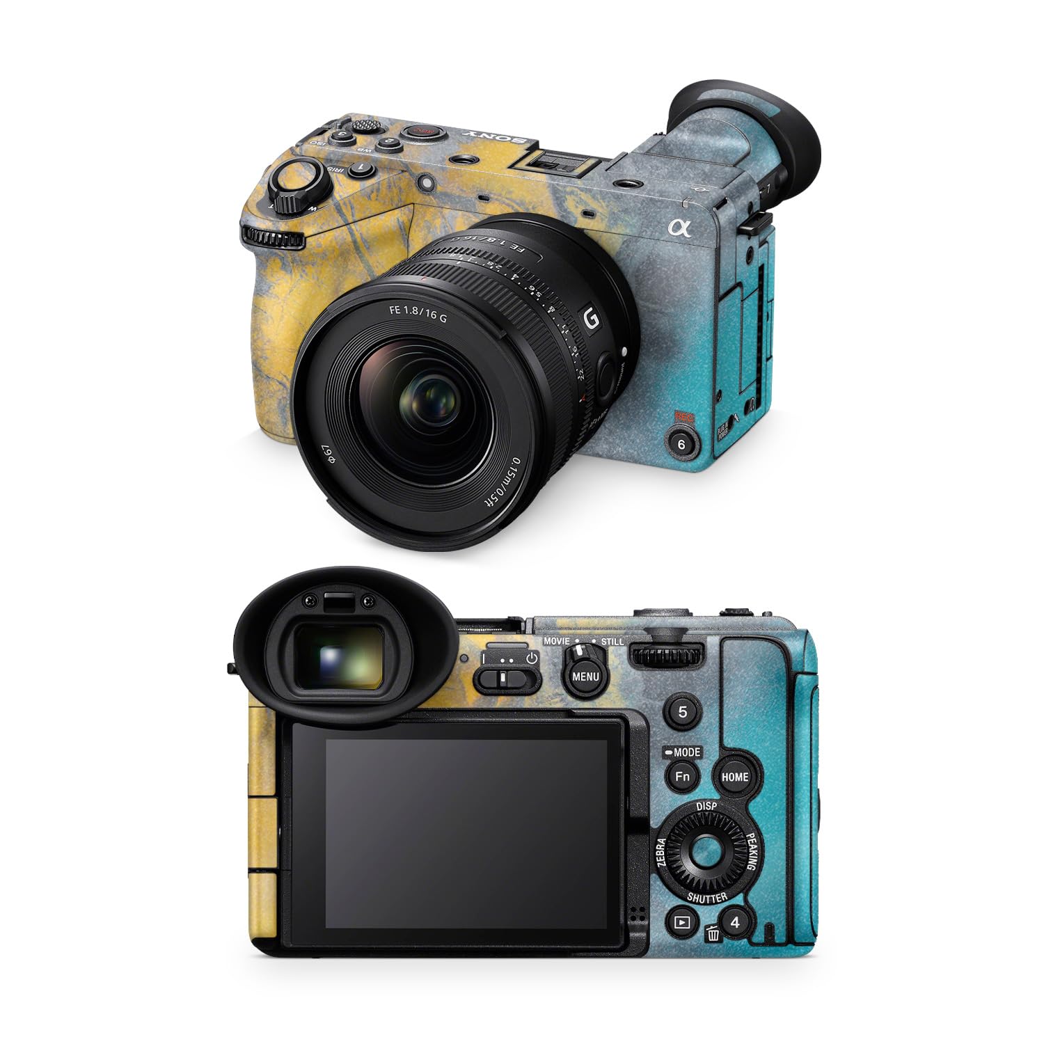 Glossy Glitter Camera Skin Compatible with Sony FX2 Digital Camera (2025) - Yellow Spill - Premium 3M Vinyl Protective Wrap Decal Cover - Easy to Apply | Crafted in the USA by MightySkins