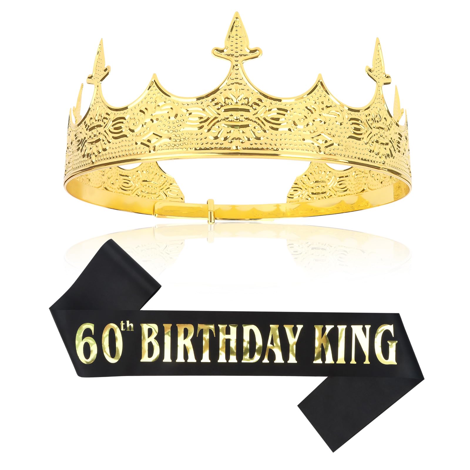 CIEHER Corona Reale King Vintage – Tiara Barocca Con Cristalli Neri E Perle – Cerchione Con Fermagli Per Capelli – Accessorio Cosplay, Matrimonio, Festa Di Compleanno