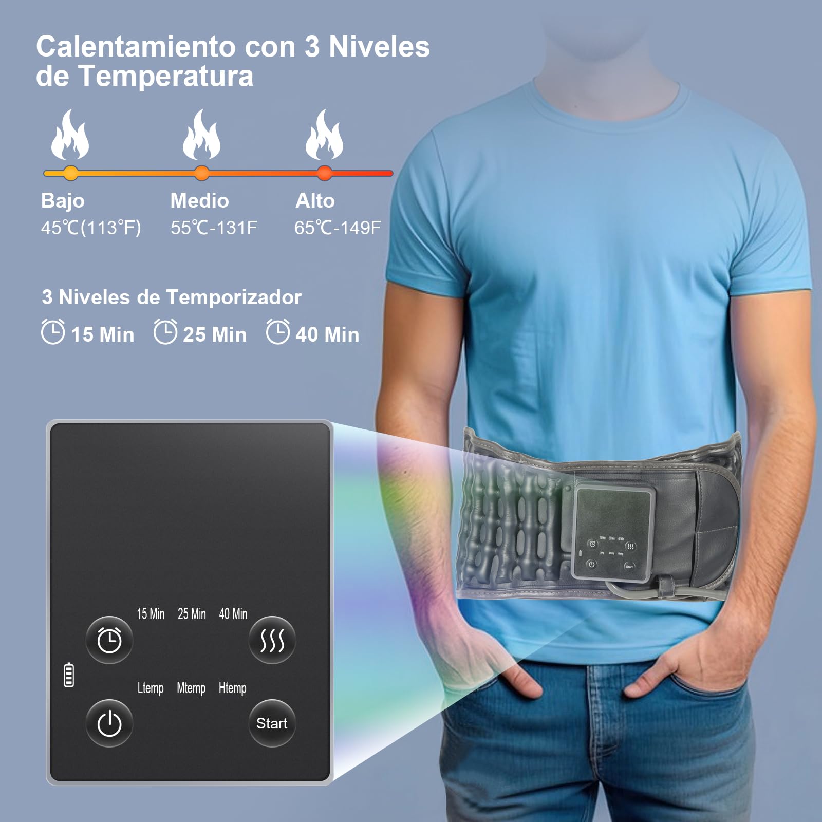 Cinturón de espalda de descompresión con almohadilla térmica inalámbrica para alivio de espalda y soporte lubricante