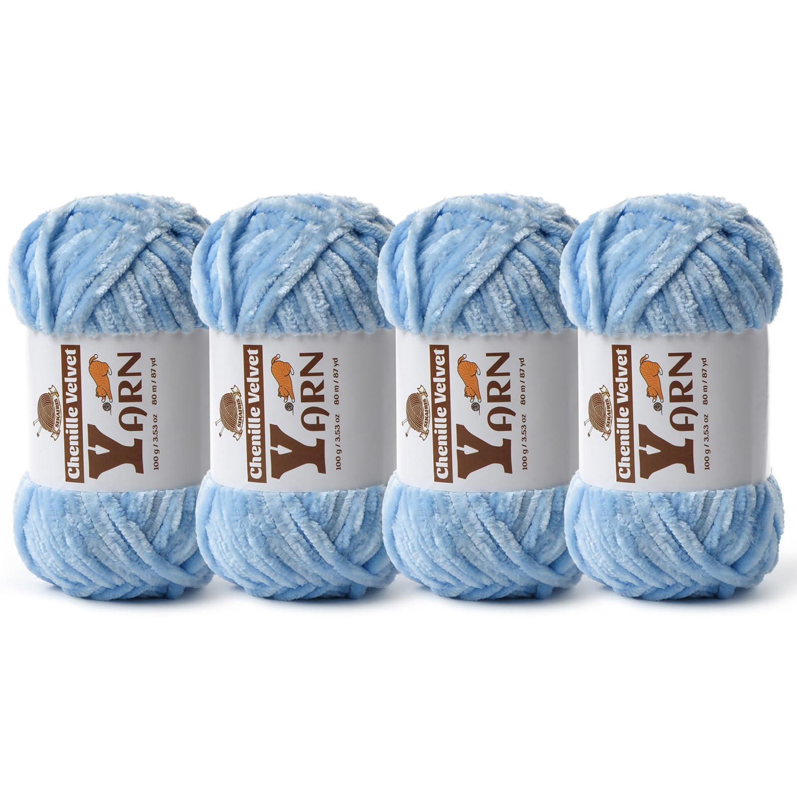 Chenille Crochet Azure Yarn 4 Pack